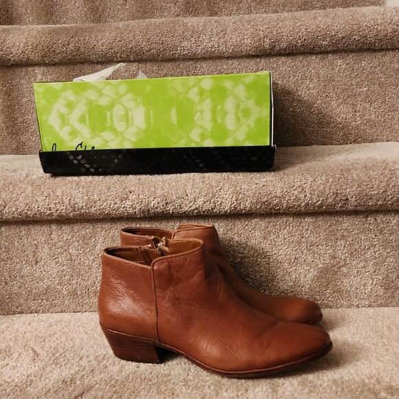 Sam Edelman Petty Saddle Lea Brown Leather Ankle Boots Size 9.5 - Picture 1 of 11